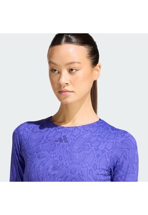 Camiseta Entrenamiento Morada Adidas Primelift Workout Snake Twist Doble Faz Mujer