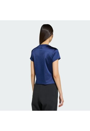 Camiseta Entrenamiento Azul Adidas Seasonal Essentials Satén Mujer