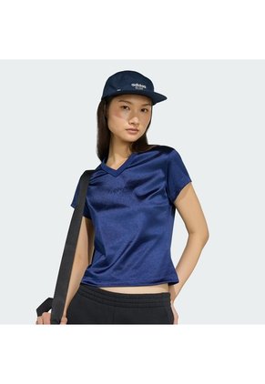 Camiseta Entrenamiento Azul Adidas Seasonal Essentials Satén Mujer