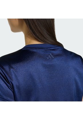 Camiseta Entrenamiento Azul Adidas Seasonal Essentials Satén Mujer