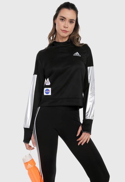 Buzo Negro-Blanco adidas Performance Space Hoodie W