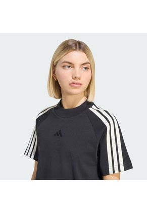 Camiseta Negra Adidas Kit 3 Rayas Mujer