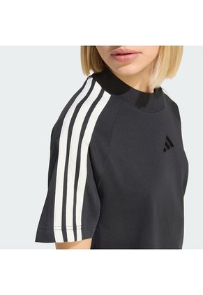 Camiseta Negra Adidas Kit 3 Rayas Mujer