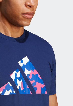 Camiseta Azul-Blanco-Magenta adidas Performance Essentials Seasonal Logo Training