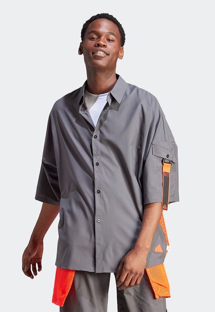 Camisa Gris-Naranja Neón adidas Performance City Escape Premium