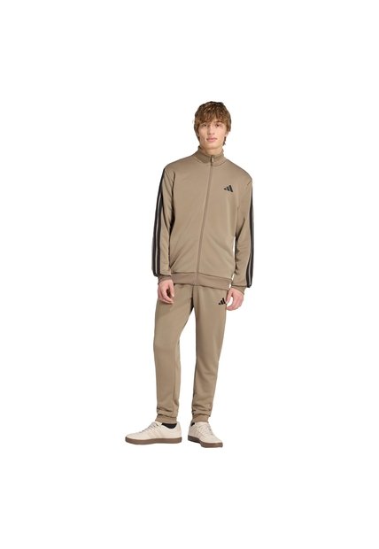 Conjunto Entrenamiento Beige Adidas 3 Franjas Hombre