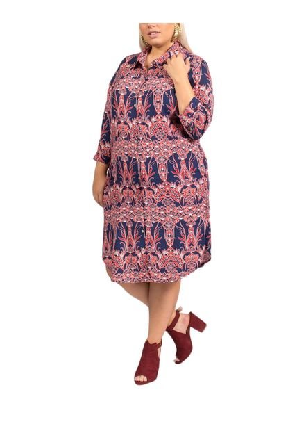VESTIDO ADRISSA PLUS SIZE CAMISERO EN FULL ESTAMPACIÓN