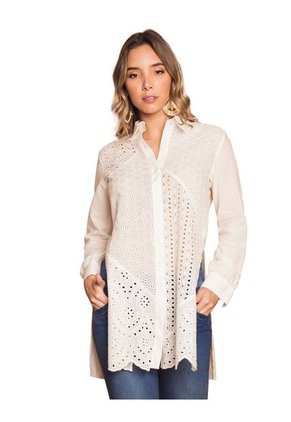 BLUSA BLANCA ADRISSA EN PATCHWORK DE OJALILLOS IVORY