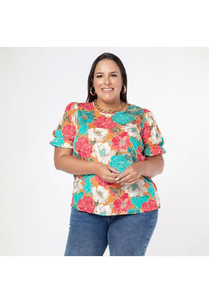 BLUSA ADRISSA TALLAS GRANDES ESTAMPADO FLORES