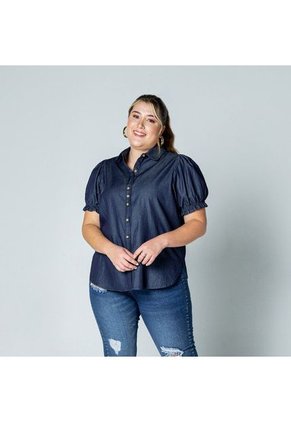 BLUSA TALLAS GRANDES CHAMBRAY MANGA