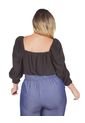 BLUSA ADRISSA PLUS CON ESCOTE CUADRADO RECOGIDO NEGRO de Adrissa