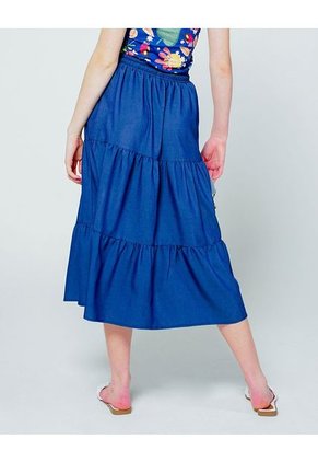 FALDA ADRISSA MIDI EN CHAMBRAY CON FAROLES