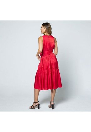 VESTIDO ROJO PARA MUJER CELEBRACION EN TAFETA