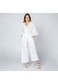 PANTALÓN BLANCO PARA MUJER TELA EFECTO LINO CULOTTE de Adrissa