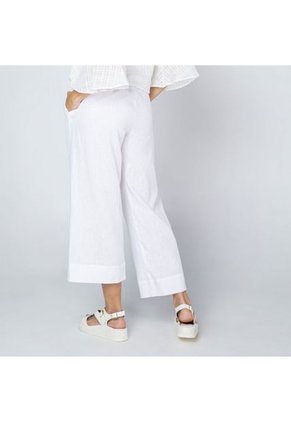 PANTALÓN BLANCO PARA MUJER TELA EFECTO LINO CULOTTE