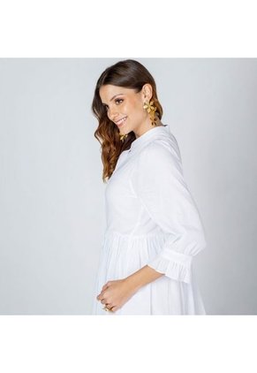 VESTIDO BLANCO PARA MUJER EN ALGODÓN CUELLO NERÚ