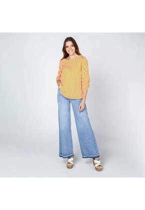 JEAN PARA MUJER TONO CLARO PALAZZO TIRO ALTO