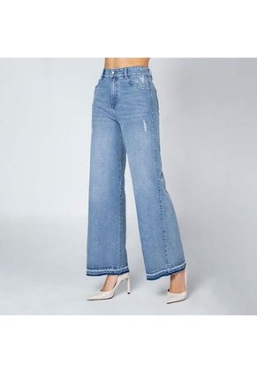 JEAN PARA MUJER TONO CLARO PALAZZO TIRO ALTO