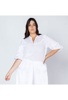 BLUSA TALLA GRANDES BLANCA MANGA 34