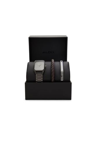 CONJUNTO DE RELOJ, PULSERAS PARA HOMBRE NEGRO ALDO MIRELATH Aldo