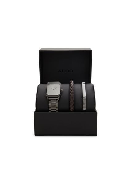 CONJUNTO DE RELOJ, PULSERAS PARA HOMBRE NEGRO ALDO MIRELATH