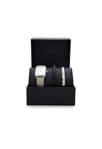 CONJUNTO DE RELOJ, PULSERAS PARA HOMBRE NEGRO PLATA ALDO MIRELATH Aldo