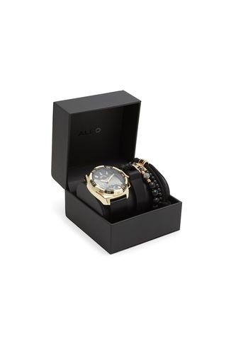 CONJUNTO DE RELOJ Y PULSERAS NEGRO PLATA ALDO YBIGORI Aldo