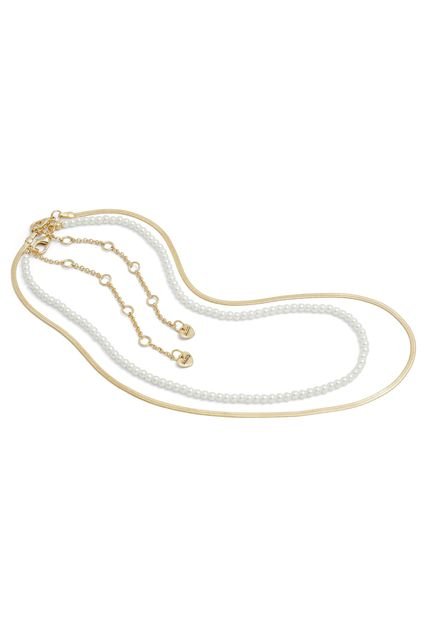 CONJUNTO DE COLLARES DORADO Y PLATA ALDO PEARLYY