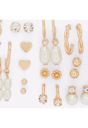 SET DE ARETES POR 12 PARES PLATEADO ALDO CRELEY