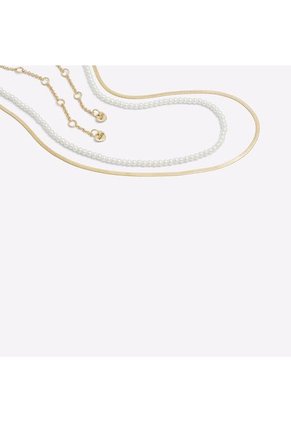 CONJUNTO DE COLLARES DORADO Y PLATA ALDO PEARLYY