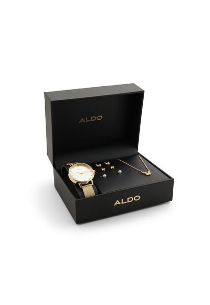 CONJUNTO DE RELOJ, ARETES Y COLLAR PARA MUJER ORO CLARO ALDO KENDREY