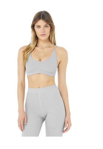 RIBBED BLISSFUL BRA W9392R ATHLETIC GREY HEATHER ALO YOGA