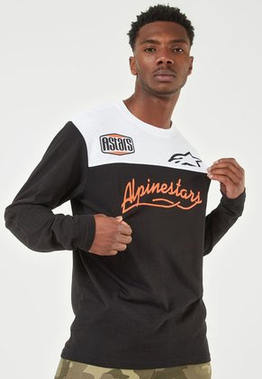 Camiseta Negro-Blanco-Naranja Neon Alpinestars