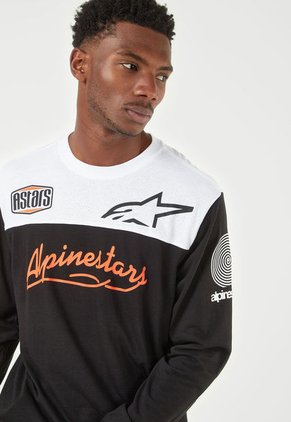 Camiseta Negro-Blanco-Naranja Neon Alpinestars