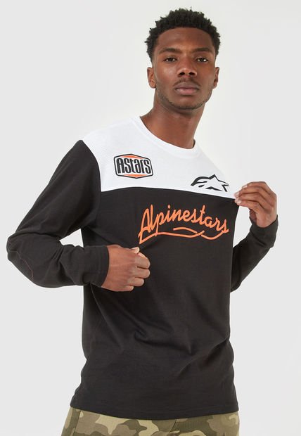 Camiseta Manga Larga Negro-Blanco-Naranja Alpinestars Elsewhere