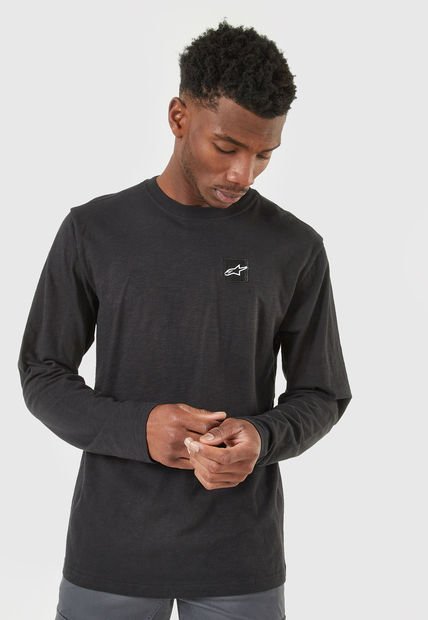 Camiseta Manga Larga Negro-Blanco Alpinestars Medallion LS