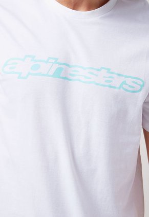 Camiseta Blanco-Verde Menta Alpinestars Linear Wordmark