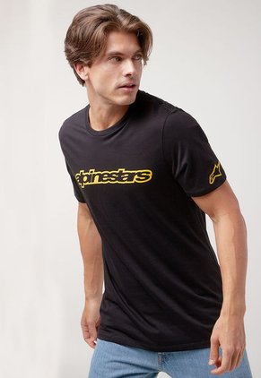 Camiseta Negro-Mostaza Alpinestars Linear Wordmark