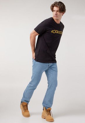 Camiseta Negro-Mostaza Alpinestars Linear Wordmark