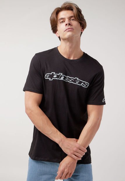 Camiseta Negro-Gris Alpinestars Linear Wordmark