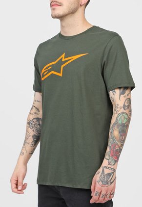 Camiseta Verde Oliva-Naranja Alpinestars Angeless Tee