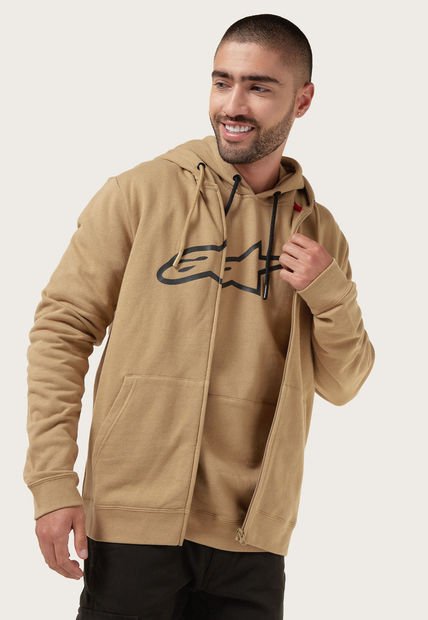 Hoodie Café Claro-Negro Alpinestars Ageless II Zip