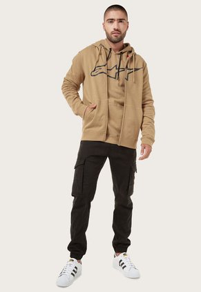 Hoodie Café Claro-Negro Alpinestars Ageless II Zip