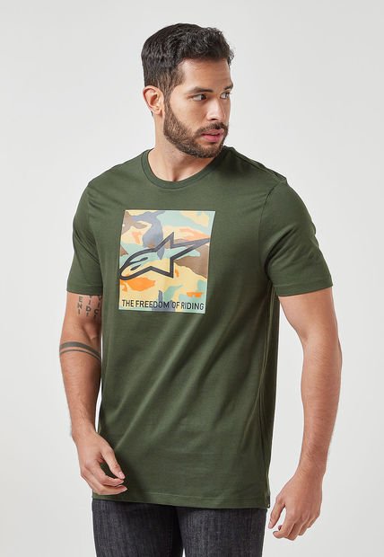 Camiseta Verde Oliva-Multicolor Alpinestars Free Camo