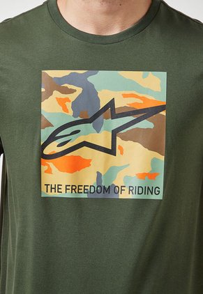 Camiseta Verde Oliva-Multicolor Alpinestars Free Camo