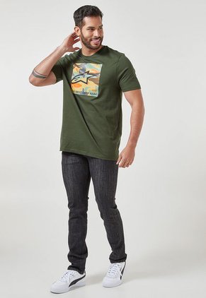 Camiseta Verde Oliva-Multicolor Alpinestars Free Camo