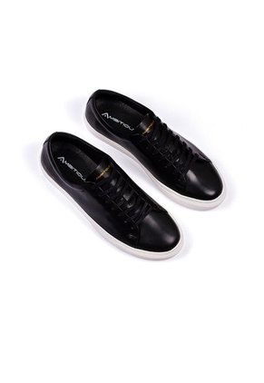 Tenis Casuales Lifestyle 100% Cuero Negro Ambitious CA-10184AM.4