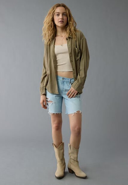 Camisa AMERICAN EAGLE Verde Oliva
