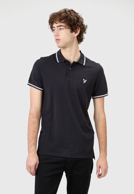 Polo Negro-Blanco AMERICAN EAGLE