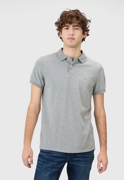 Polo Gris-Blanco AMERICAN EAGLE